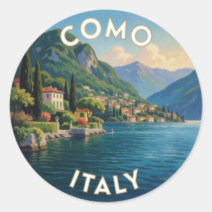 Como Lake Italy Alpine Travel Scene Classic Round Sticker