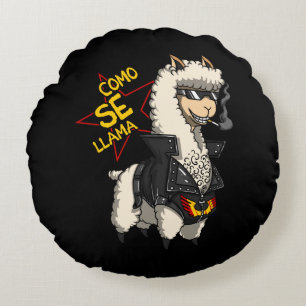 Como Se Llama Alpaca Funny Spanish Animal Joke Round Cushion