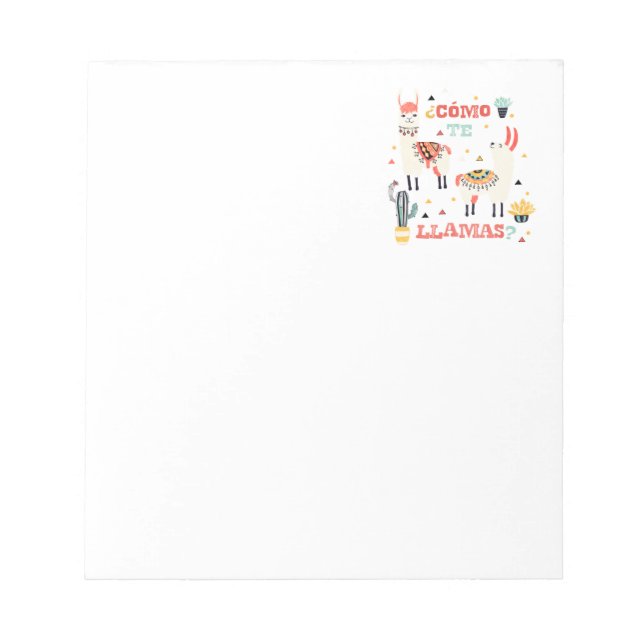 Como te Llamas. Funny Spanish Word Humour. Notepad (Front)