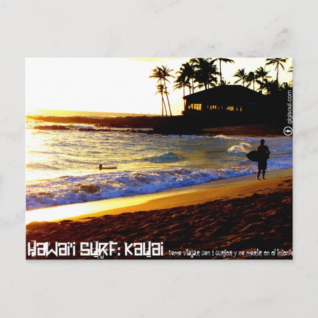 Como viajar con 1 surfer por Kauai Postcard (Front)