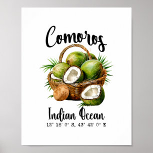 Comoros Coconut Indian Ocean Tropical Island Gps V Poster
