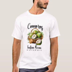 Comoros Coconut Indian Ocean Tropical Island Gps V T-Shirt