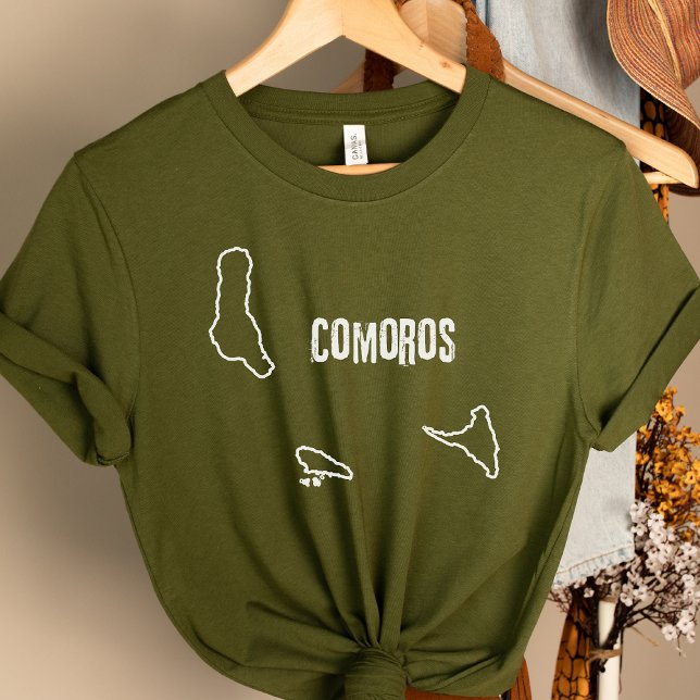 Comoros Country Map Outline Comorian Boundary Line T-Shirt (Creator Uploaded)
