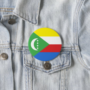 Comoros flag 7.5 cm round badge