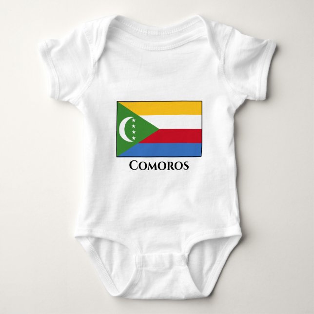 Comoros Flag Baby Bodysuit (Front)
