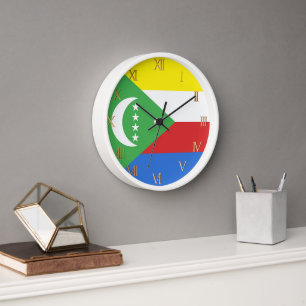 Comoros flag clock