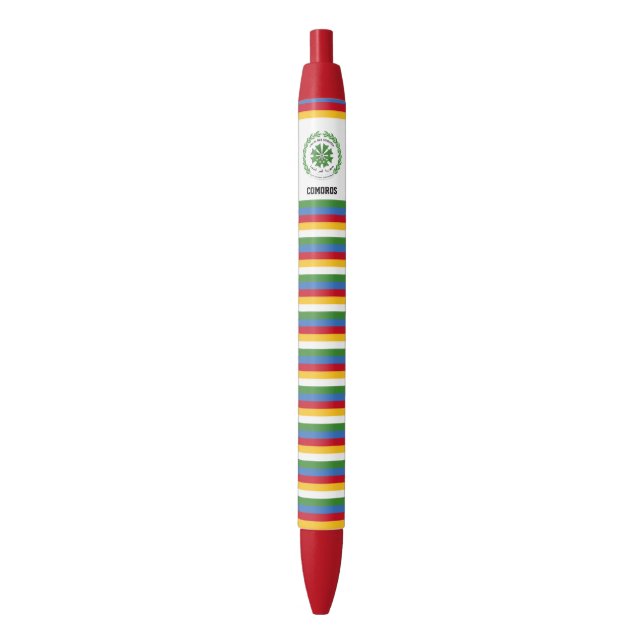 Comoros Flag Cute Patriotic Black Ink Pen (Front Vertical)
