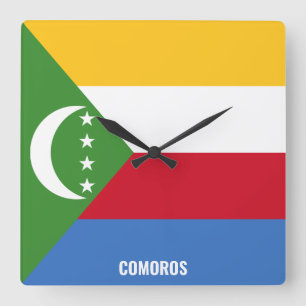 Comoros Flag Dazzling Patriotic Square Wall Clock