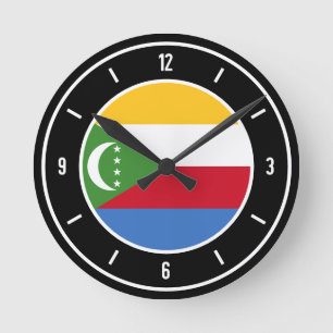 Comoros Flag Elegant Round Clock