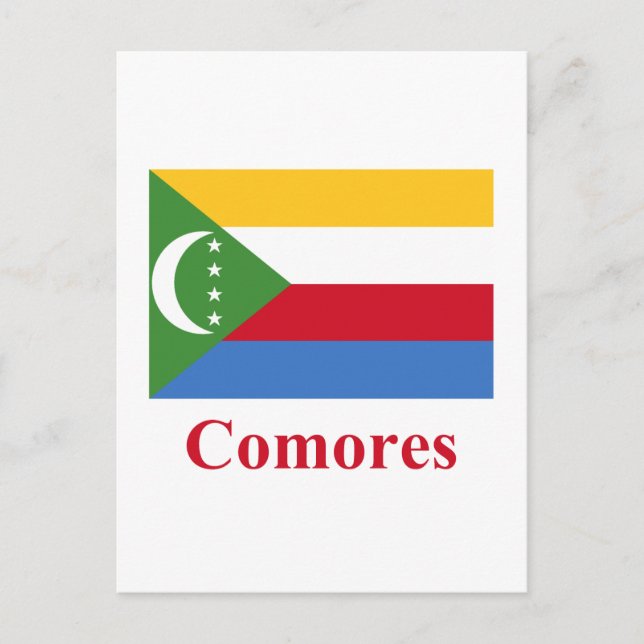 Comoros Flag with Name in French Postcard (Front)