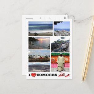 Comoros - I Love  - Mosaic - Postcard