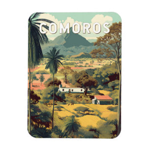 Comoros Illustration Travel Art Vintage Magnet