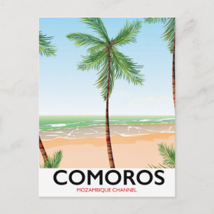 Comoros island vacation poster. postcard