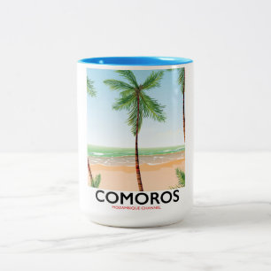 Comoros island vacation poster. Two-Tone coffee mug
