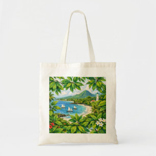 Comoros Tropical Beach Watercolor Tote Bag