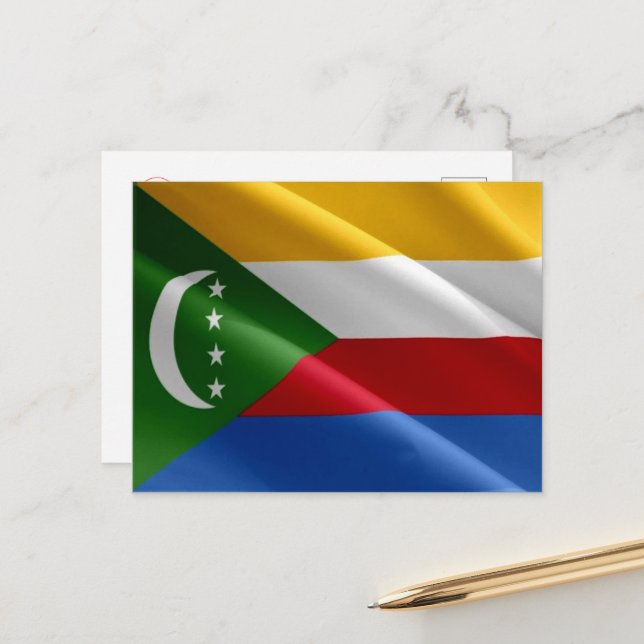 Comoros - Waving Flag - Postcard (Front/Back In Situ)