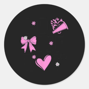 Comp Day Cheer Mum Retro Cheerleading Love Women G Classic Round Sticker