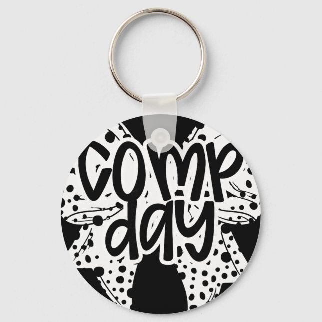 Comp Day Dalmation Coquette Bow Competition Day Ch Key Ring (Front)