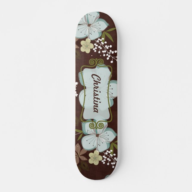 Comp Skateboard Hawaiian Blue Flower (Front)