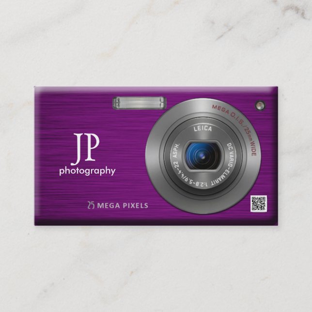 Compact Camera Professional Photographer QR Code Business Card (Front)