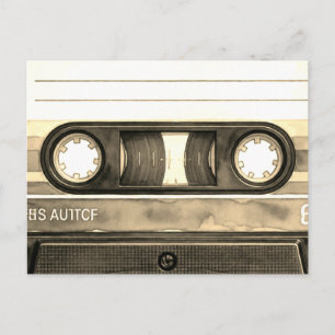 Compact Cassette Tape Old Retro Vintage Postcard