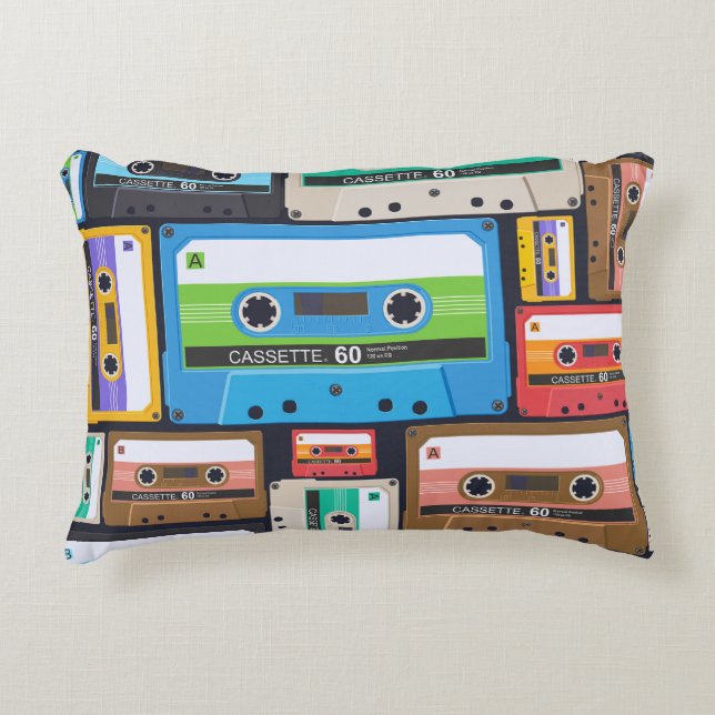 Compact Cassettes Abstract Composition Decorative Cushion (Front)