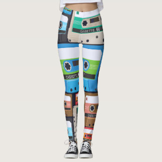 Compact Cassettes Abstract Composition Leggings
