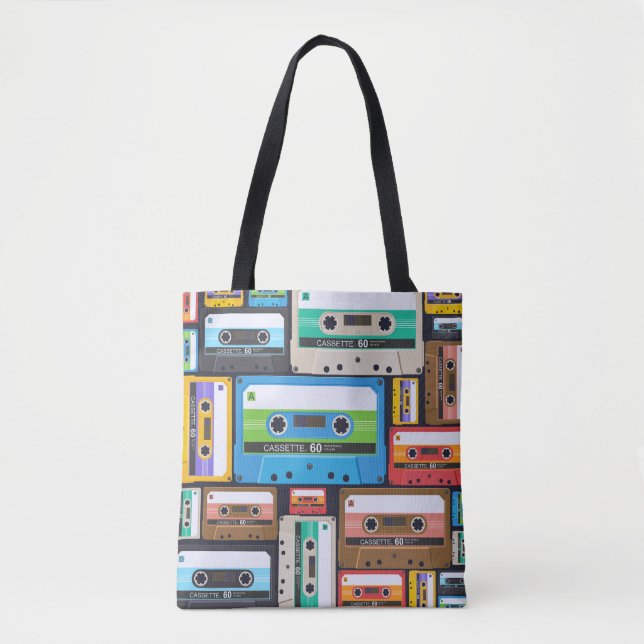 Compact Cassettes Abstract Composition Tote Bag (Front)