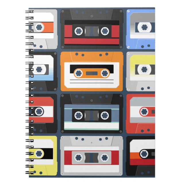Compact cassettes: vintage flat design. notebook (Front)