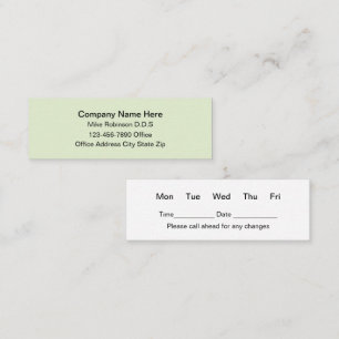 Compact Dentist Office Appointment Cards