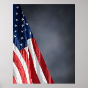 COMPACT PHOTO BACKDROP - US Flag on Grey Blue Poster