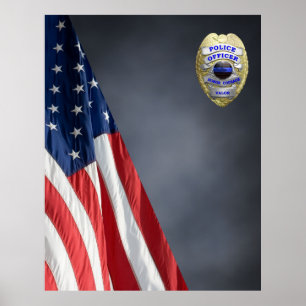 COMPACT POLICE PHOTO BACKDROP - Flag and Badge Pos Poster
