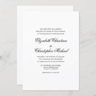Compact Traditional Elegance (Reception to Follow) Invitation