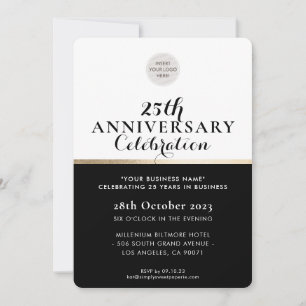 COMPANY ANNIVERSARY elegant business black gold Invitation