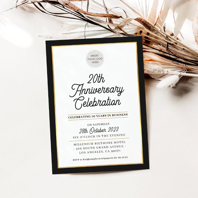 COMPANY ANNIVERSARY modern business black gold Invitation (Creator Uploaded)
