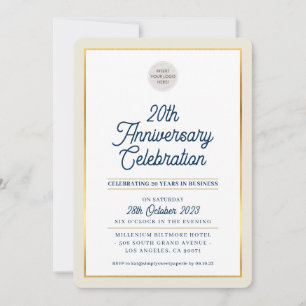 COMPANY ANNIVERSARY modern business ivory gold Invitation