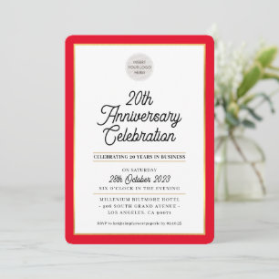 COMPANY ANNIVERSARY modern business red gold Invitation