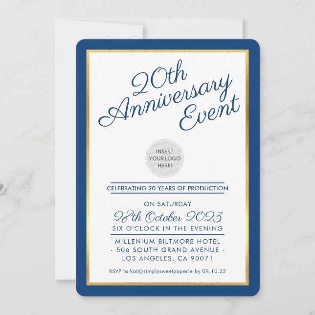 COMPANY ANNIVERSARY PARTY modern business navy Invitation (Front)