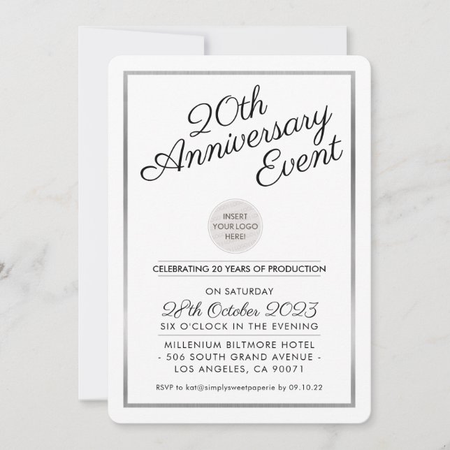 COMPANY ANNIVERSARY PARTY modern business silver Invitation (Front)