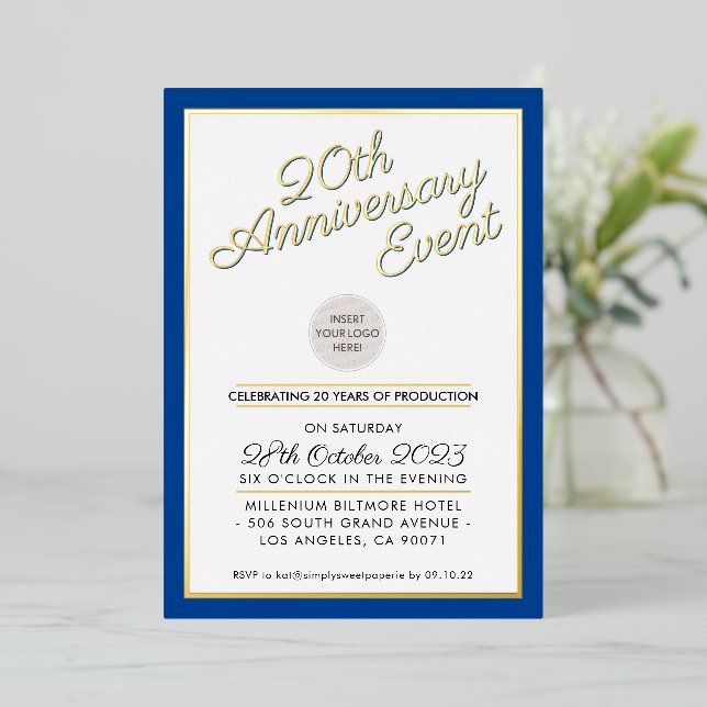COMPANY ANNIVERSARY PARTY modern logo blue gold (Standing Front)