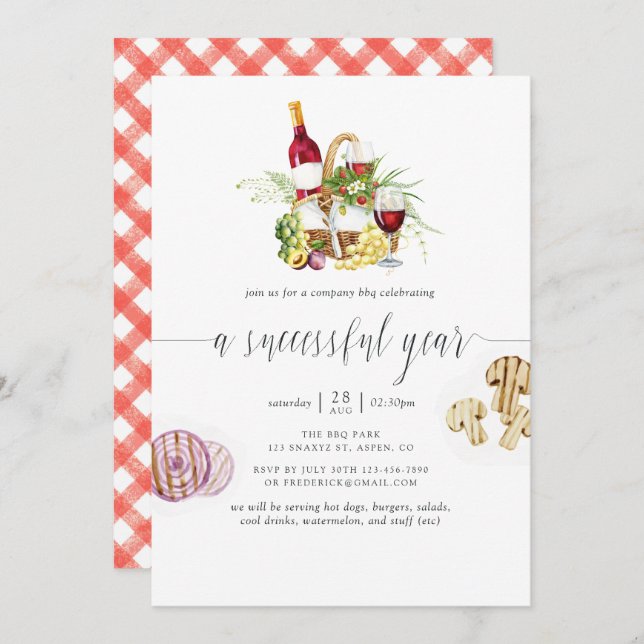 Company BBQ Picnic Add Logo Invitation (Front/Back)