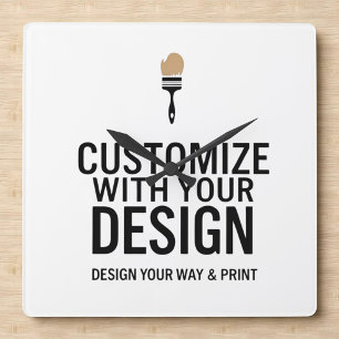 Company Branded Custom Minimalist Personalised   Square Wall Clock