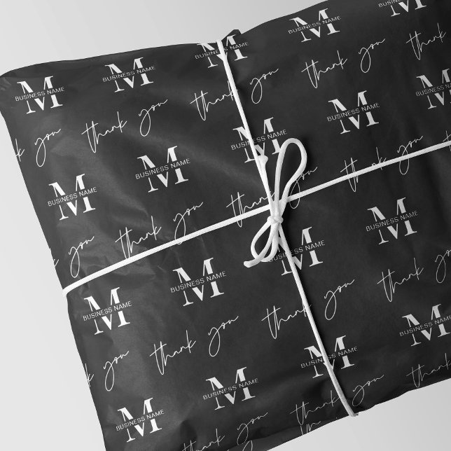 Company Branded Logo Minimalist Pattern Black Tissue Paper (Minimalist black company branded packaging tissue paper)