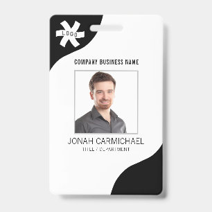 Company Business Editable Black Photo ID Badge