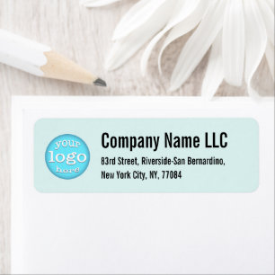 Company Business Logo Aqua Blue Return Address Label