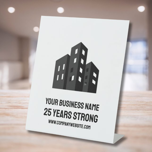 Company Business Logo Celebrating # Years Custom Pedestal Sign (Creator Uploaded)