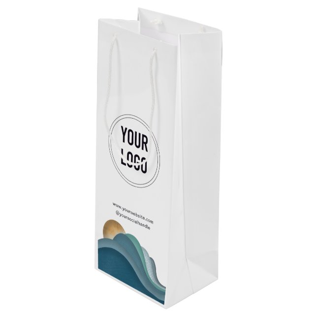 Company Business Logo Custom Paper Wine Gift Bag (Front Angled)