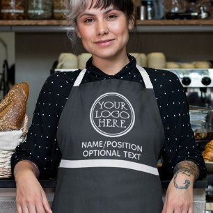Company business logo promotional black & white apron