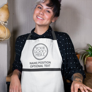 Company business logo promotional black & white apron