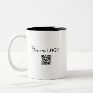 Company Business Logo & QR Code  Two-Tone Coffee Mug
